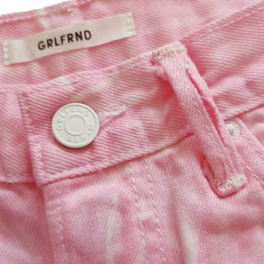 GRLFRND The Helena tie dye straight leg high waist crop jeans Juicy Fruit 25 NEW - Picture 5 of 10